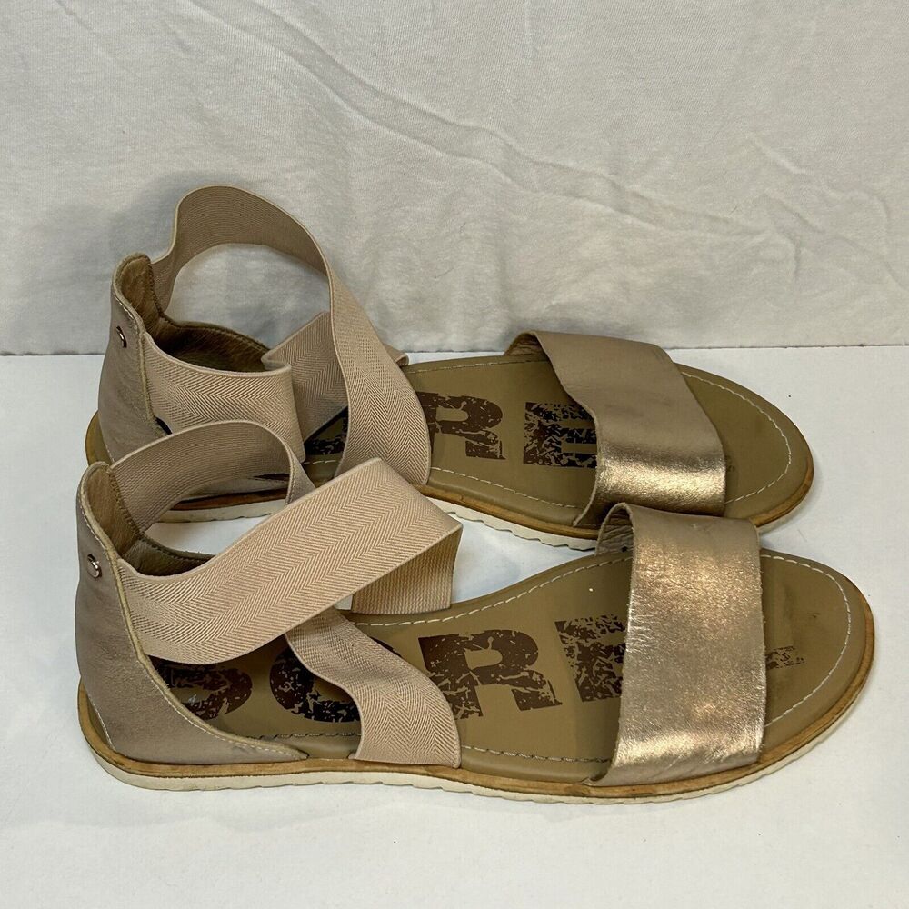 Sorel Ella II Sandals Rose Gold Elastic‎ Strap Flat Women's 9